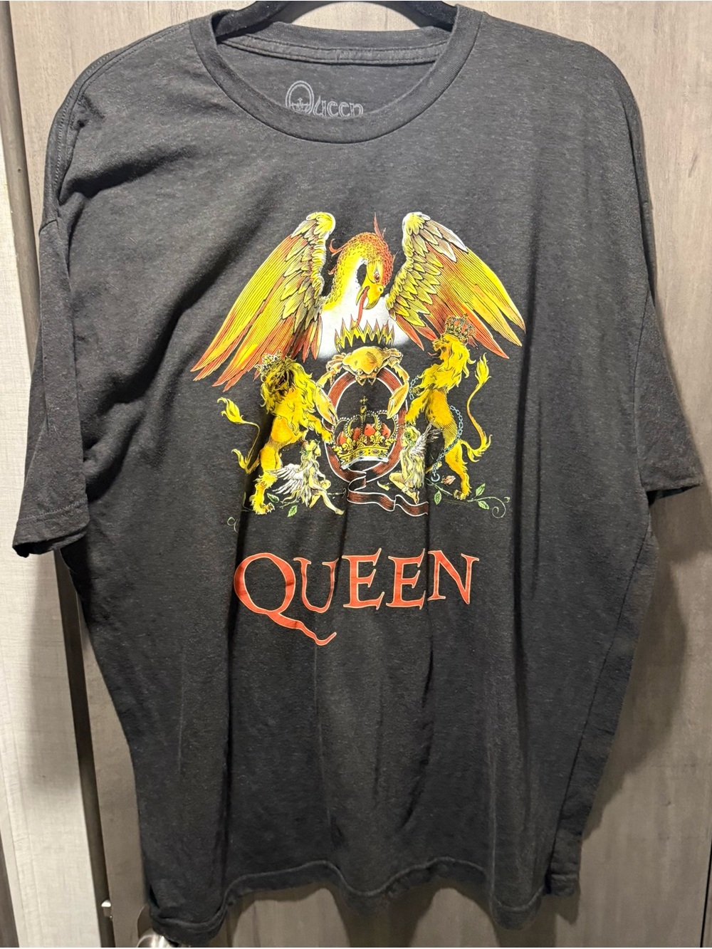 Queen rock band Tee - Black with Yellow & Red Crest